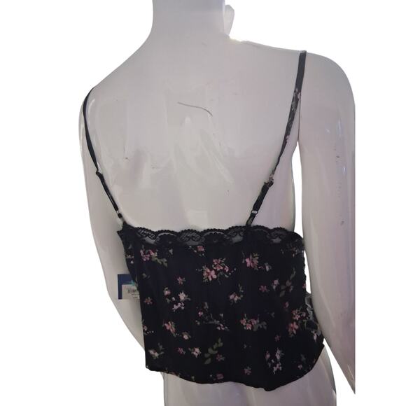 Y2k Arizona Jean Co Babydoll Womens Medium Black Floral Lace Whimsigoth Cami Top - Picture 9 of 14